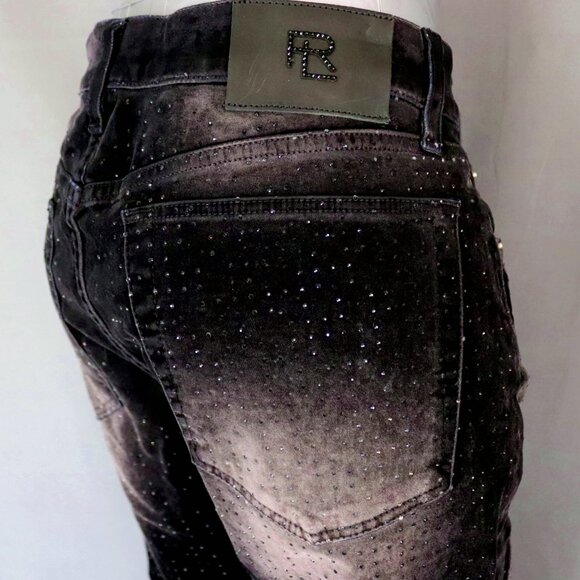 Ralph Lauren Purple Label 28 Black Velvet Pants Rhinestone Embellished 105 - Picture 11 of 15